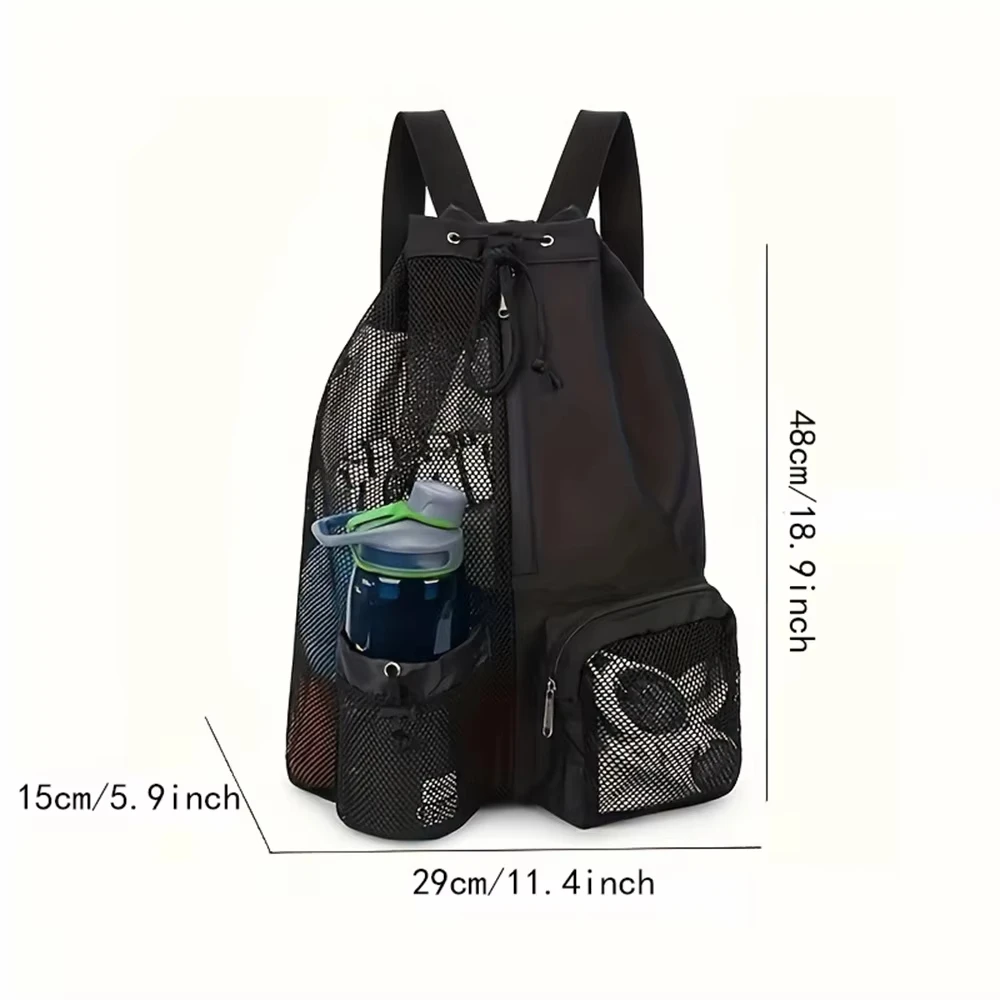 Mochila de malla, bolsa con cordón para natación, mochila con bolsillo húmedo, mochila de almacenamiento para la playa, bolsa de pesca al aire libre - imagen 2