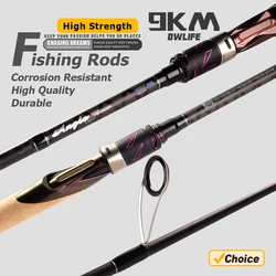 Caña de pescar de 9KM, caña de pescar giratoria de carbono, 2,28 m, 2,4 m, 2,5 m, caña de Baitcasting para pesca de Lucio