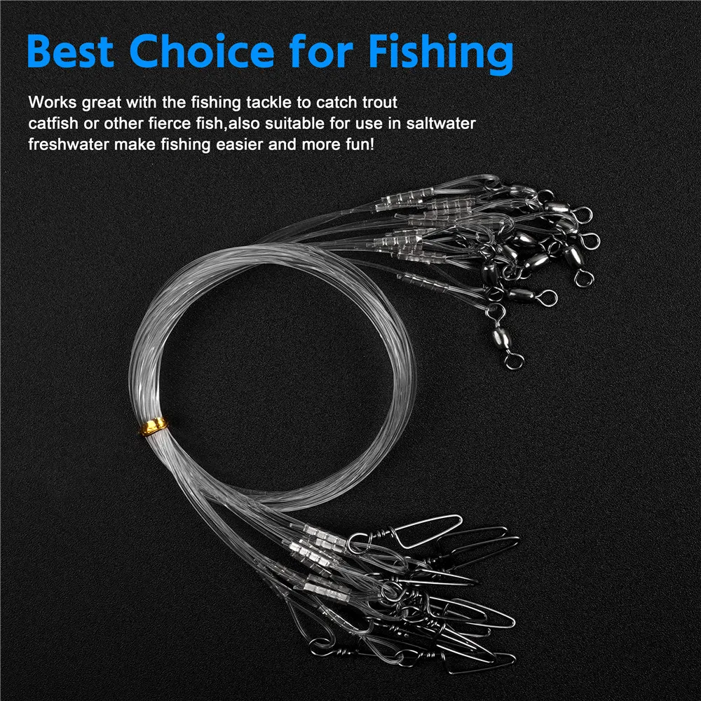 48 Uds. Línea de pesca de fluorocarbono líder de alambre 20lb ~ 50lb aparejo de pesca de carpa cebo duro anzuelos conector de pesca de cambio rápido - imagen 5