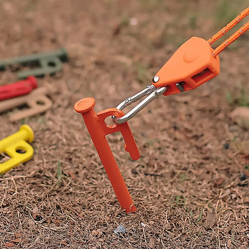 Estacas de acero resistente para tienda de campaña, clavijas de diseño de extremo romo, clavija de tienda de alta dureza, clavija de estaca de tienda de acero con orificio de gancho, suministros para acampar - imagen 4