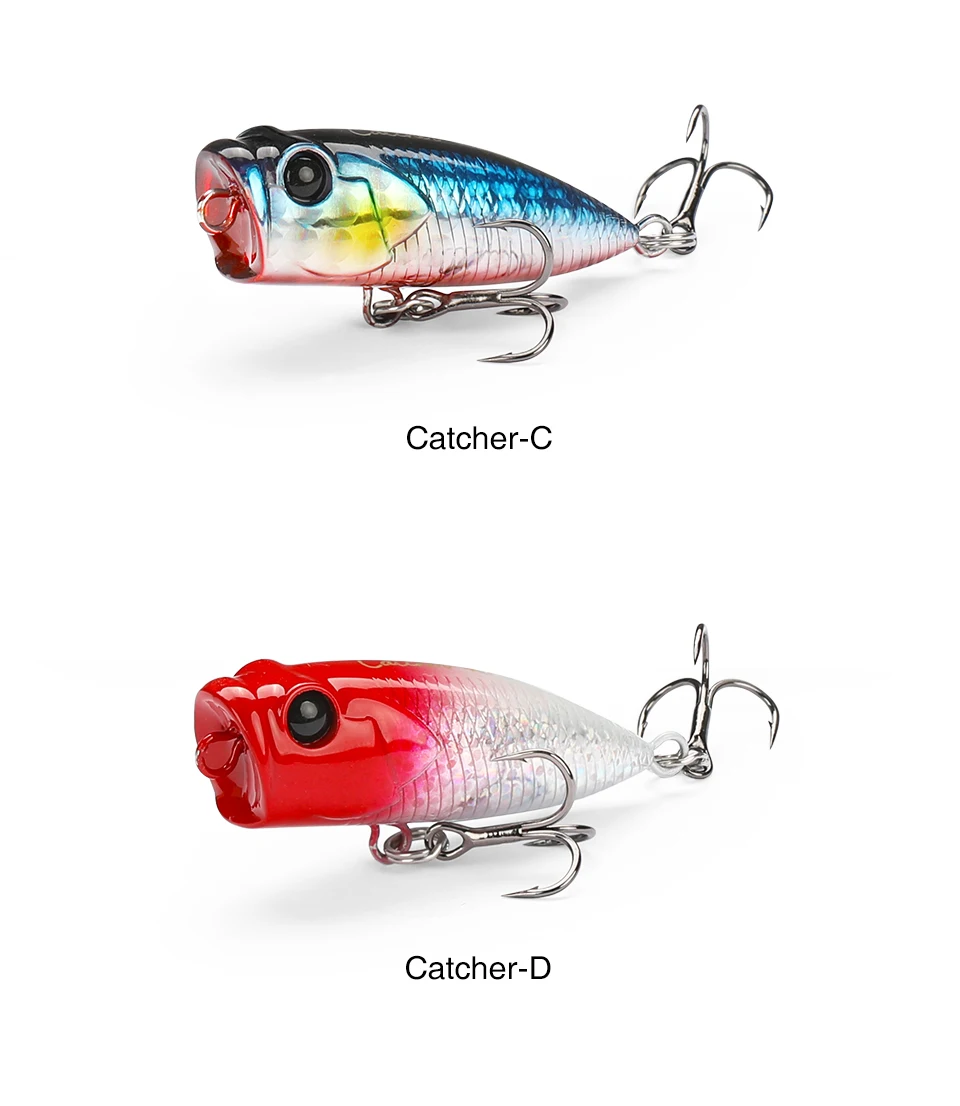 ¡Los señuelos de pesca vibrantes de Catch-C y Catch-D para una captura exitosa!