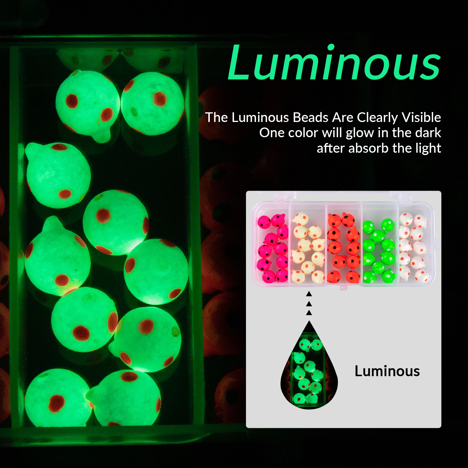 THKFISH 50 unids/caja cuentas de pesca 6mm 8mm cuentas redondas luminosas para espaciales de pesca cuentas de espuma Eva suaves para aparejos de Carolina Texas - imagen 4