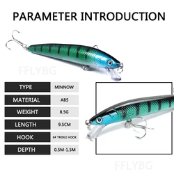 Minnow flotante 95mm 7g – Señuelo para carpa y perca