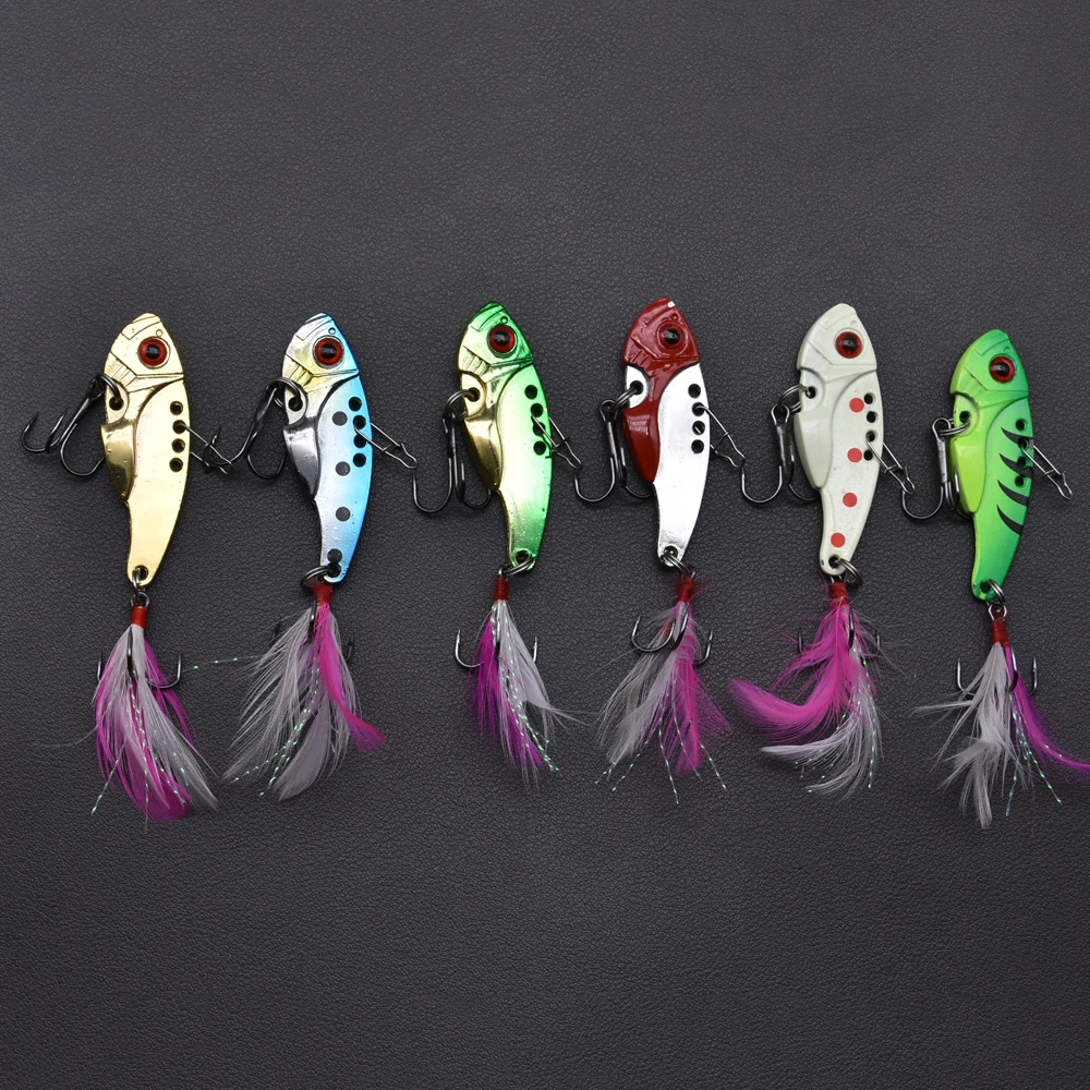 JYJ 1 caja 3,5g 4,5g 5g 6g 7,5g 8g 10g todo tipo de cebo de señuelo VIBE, señuelo de cuchara wobbler pesca VIB para peces de aguas profundas cebo - imagen 5