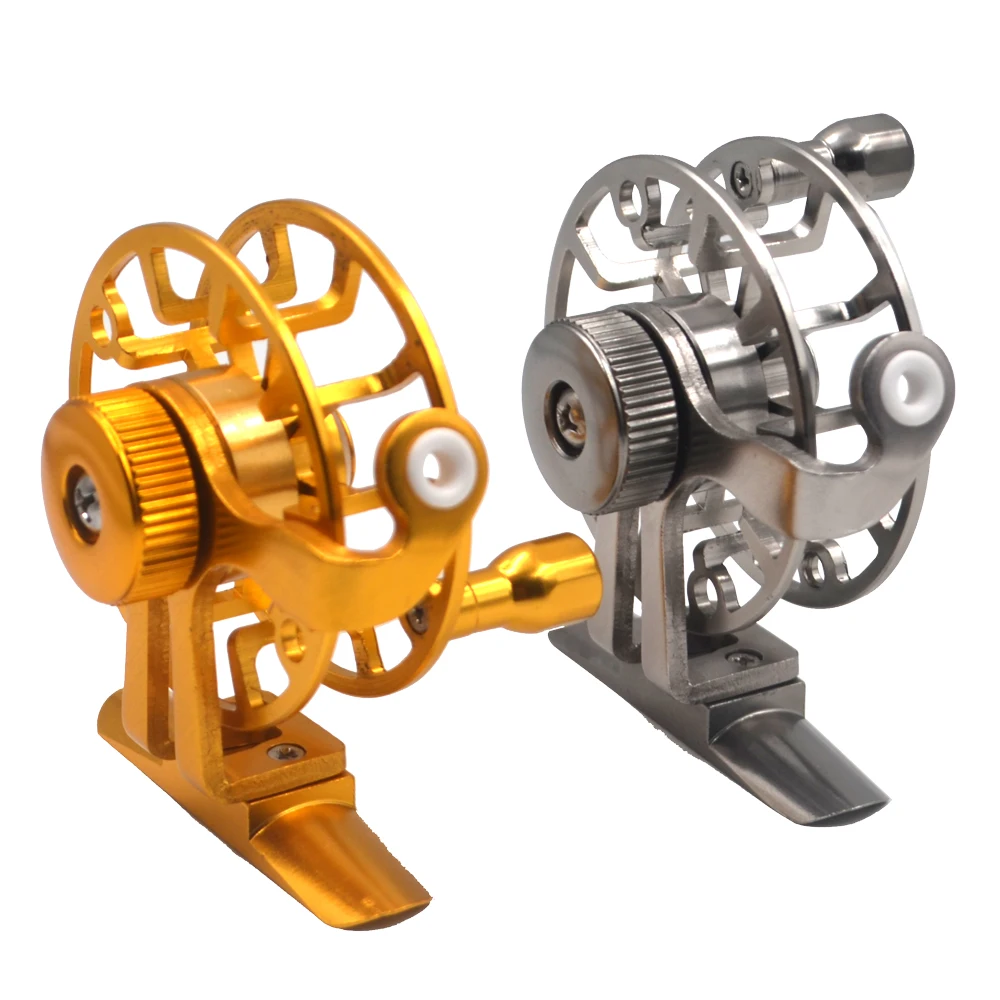 MNFT nuevo carrete de pesca de hielo de aluminio completo rueda de balsa de pescado para diestros/izardos rueda de barco de pesca de invierno con mosca de hielo ultraligera - imagen 3