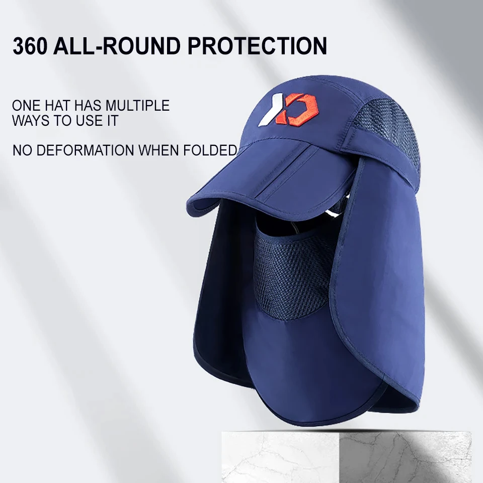 Sombrero de sol con protección para el cuello, sombrero de Sol de secado rápido, bicicleta de pesca, montañismo, máscara facial desmontable para hombres, sombrero para mujeres, al aire libre - imagen 2