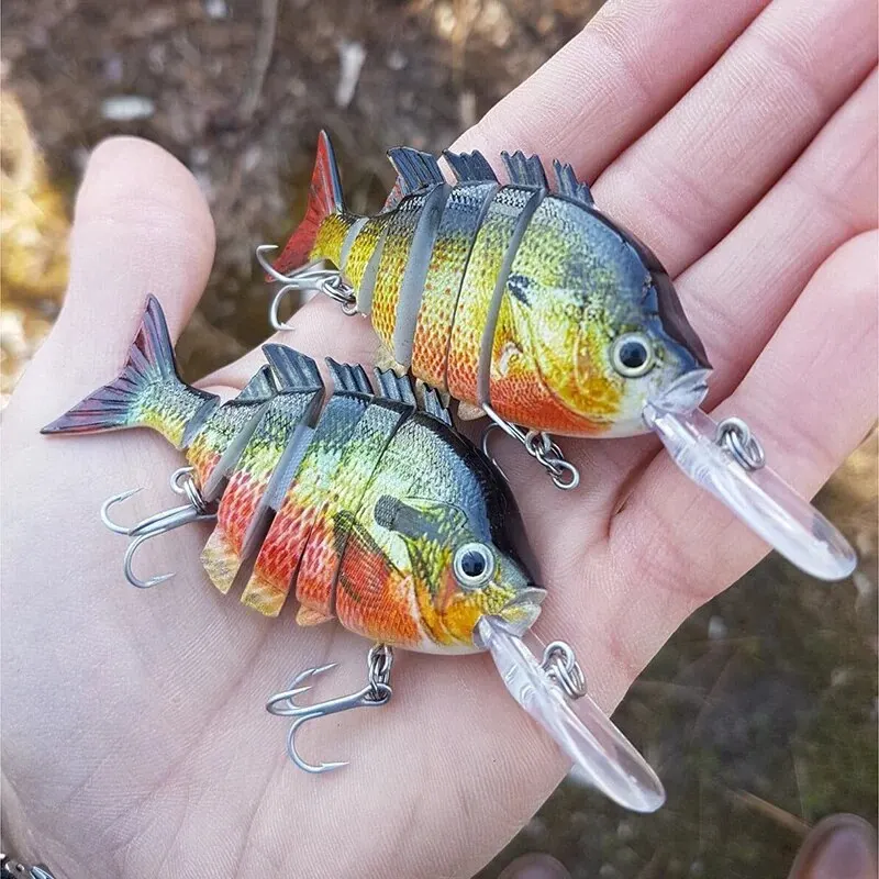 Señuelo de pesca Wobbler multiarticulado, 10cm, 14g, cebo de pesca duro Artificial, 6 segmentos, lengua larga biónica, Tilapia Swimbait para lubina - imagen 5