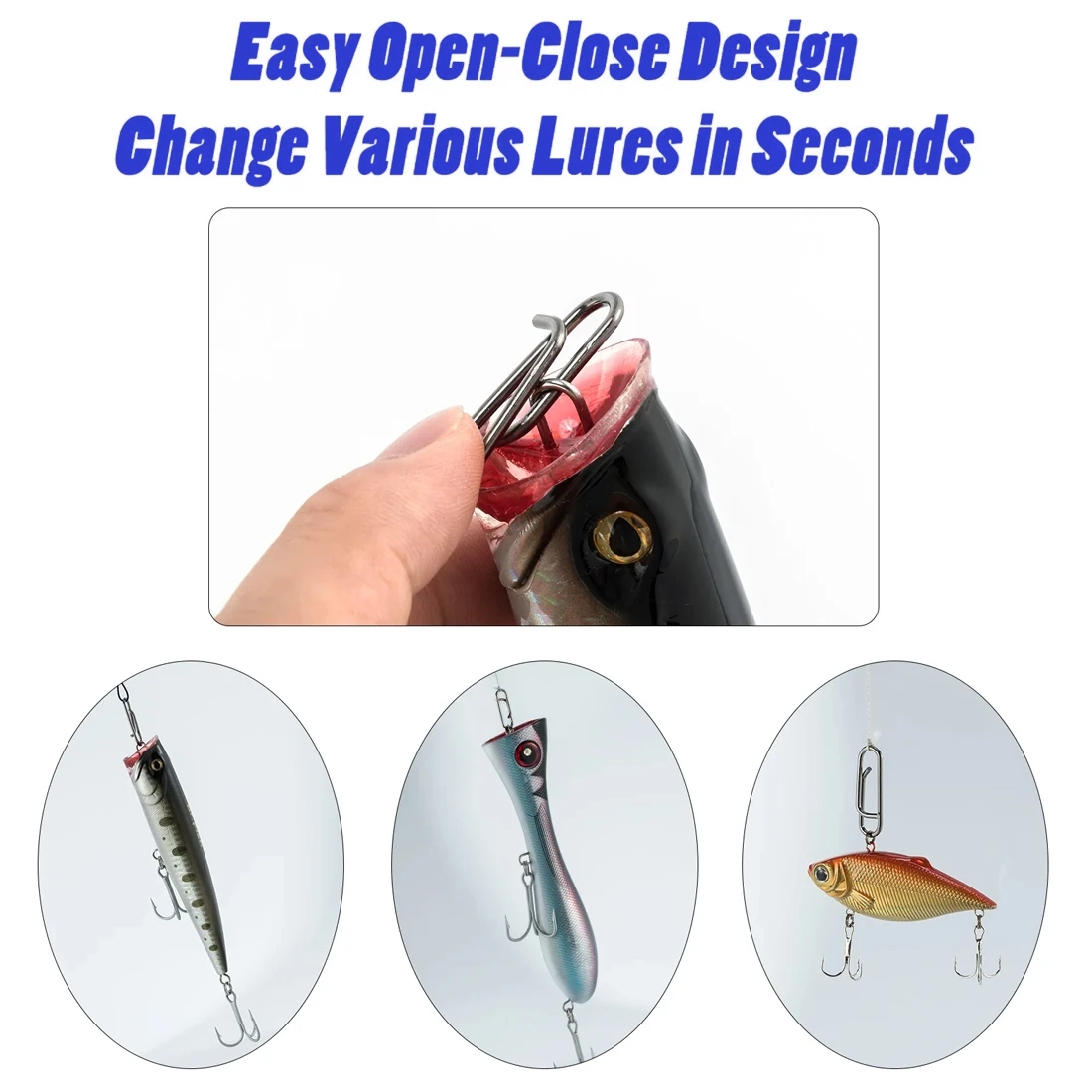 9KM 25 uds Clip de presión de pesca de acero inoxidable presión de pesca de agua salada velocidad rápida Snap giratorio conector de señuelo de pesca - imagen 5