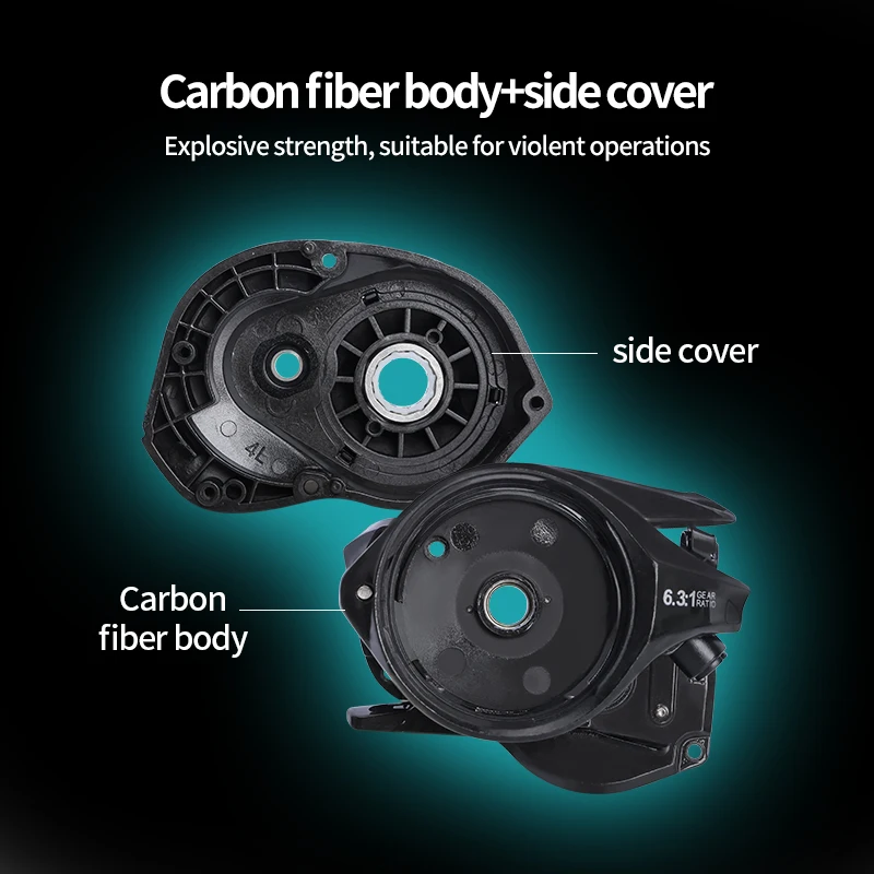 Carrete DEUKIO Baitcasting 16KG potencia de arrastre 6 + 1BB 6,3: 1 relación de engranaje Drag Clicker más largo mango de potencia única carrete de pesca Baitcaster - imagen 2