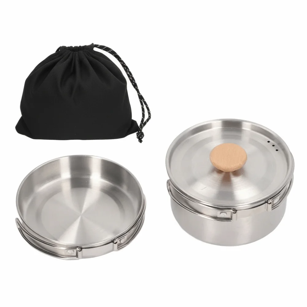 Utensilios de cocina camping acero inoxidable antiadherente con bolsa - imagen 4