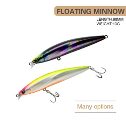 9,8 cm 13g señuelo de pesca Minnow Wobbler fundición larga flotante Trolling Jerkbait Swimbait cebo duro Artificial cebo para trucha cebo para lubina