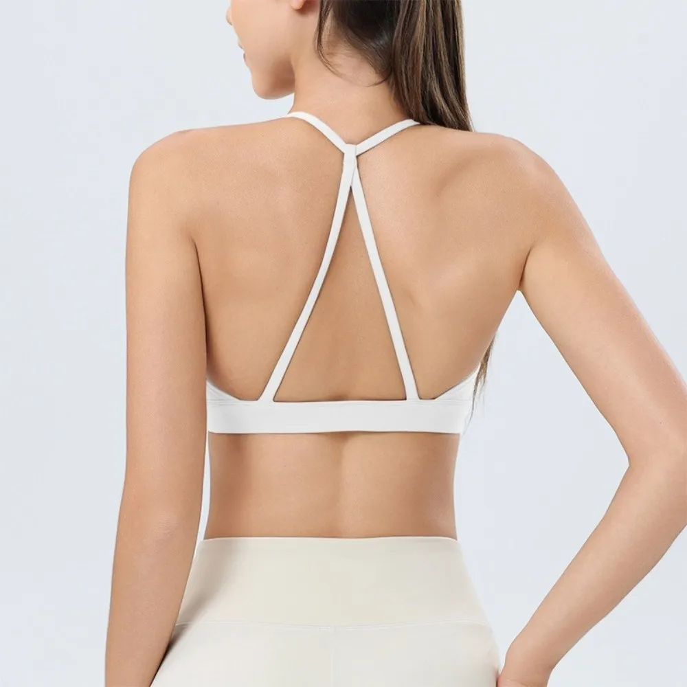 Top corto de Fitness, Sujetador deportivo con espalda de belleza, ropa interior ajustada a prueba de golpes para Yoga, sujetador de entrenamiento cómodo y transpirable para niñas - imagen 2