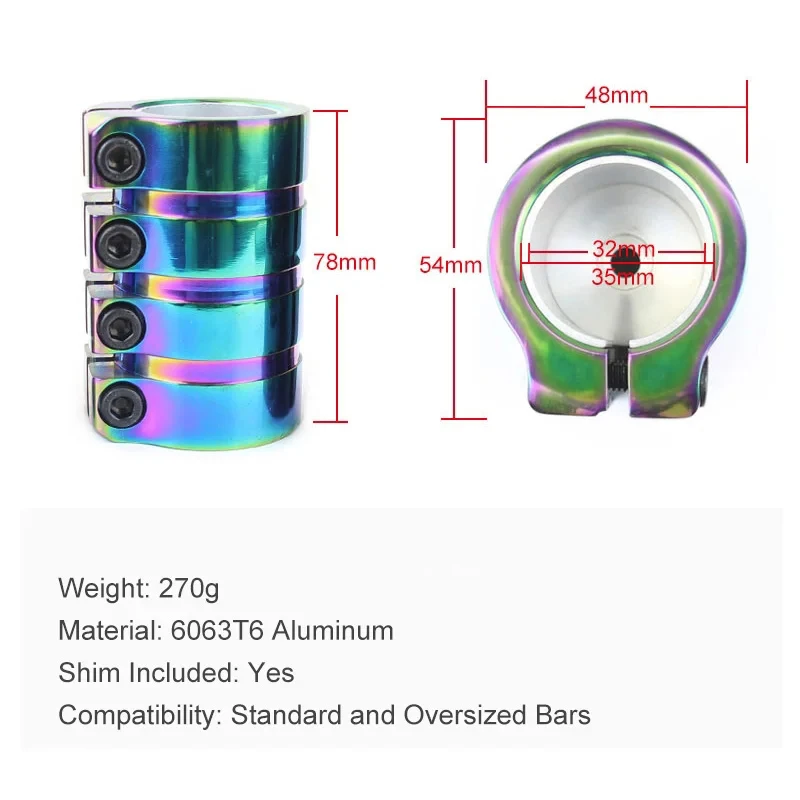 Mosodso SCS 4 pernos Pro Stunt Scooter abrazadera de aluminio negro HIC Kick Scooter piezas de repuesto accesorios de manillar para Scooter - imagen 4