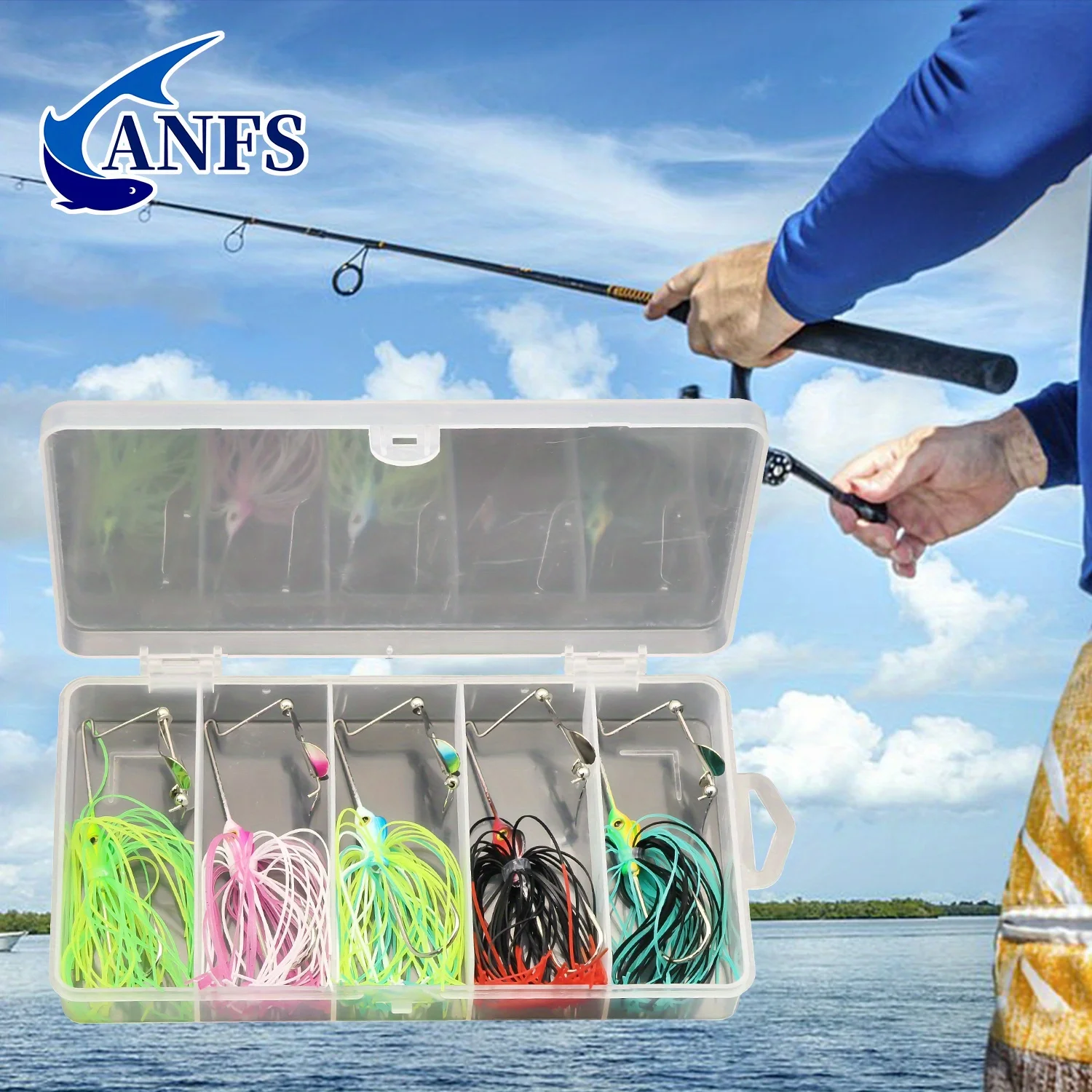 ANFS-Kit de Señuelos de Pesca giratorios, 5 uds., perfecto para atrapar lubinas, Lucio y peces dorados, increíble regalo de pesca para pescador - imagen 2
