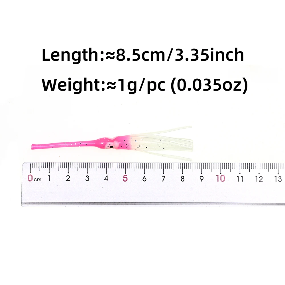 Lionriver, 1 g/unidad, 8,5 cm de longitud, faldas de calamar coloridas de boca larga, aparejo Sabiki para pesca en el mar, cebo de pulpo suave luminoso, plantilla, falda de señuelo - imagen 3
