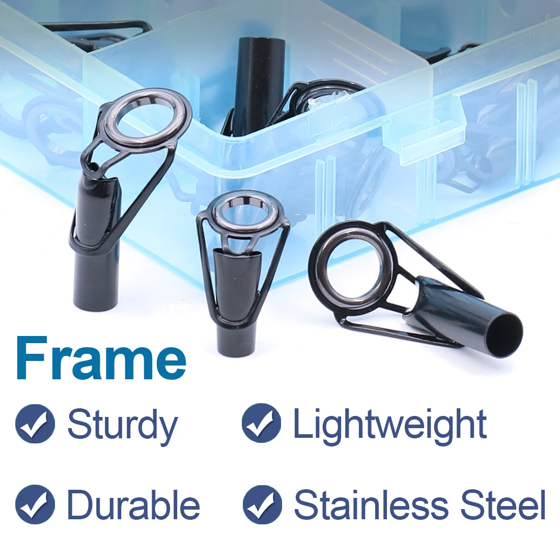 Kit de reparación de punta de varilla FishTrip, 24 ~ 230 Uds., guías superiores de punta, marco de acero inoxidable, anillo de cerámica para reemplazo de construcción de varillas giratorias/fundidas - imagen 5