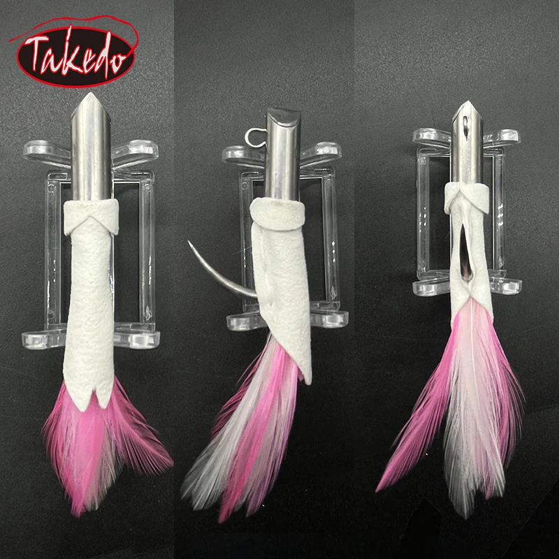 TAKEDO 2.5 #   2.8 #   3.0 #   Anzuelo de pesca de acero inoxidable, anzuelos de pesca de aguas profundas, anzuelo con cabeza de anzuelo, anzuelo de plumas, tiburón, atún - imagen 4