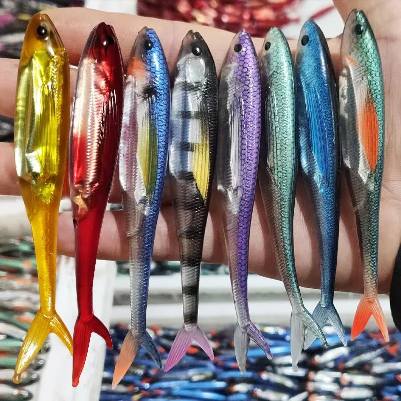 SWOLFY, 3 uds., cebos de silicona, cola de paleta, sábalo, gusano, cebo suave realista, 9g, 12,5 cm, Swimbaits de agua dulce, señuelo de pesca de lubina y trucha - imagen 3