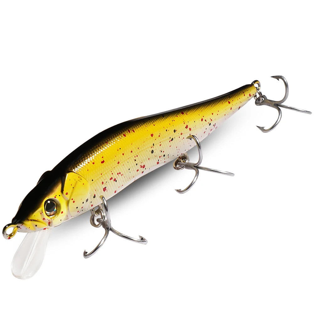 Este señuelo de pesca presenta colores vibrantes y múltiples ganchos para una captura efectiva