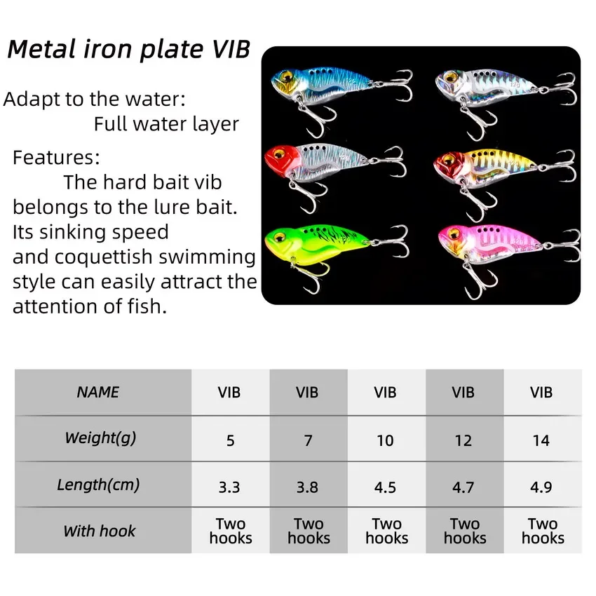 Señuelo de pesca con cuchara VIB de Metal, cebo giratorio de 5g-14g, Crankbait, cebo duro Artificial, aparejos de pesca Cicada VIB, 5 piezas - imagen 3