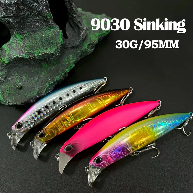 Cebos duros artificiales de pececillo que se hunden, 30g, 95mm, agua salada, lubina de fundición larga, Swimbait, andador de playa, señuelo de pesca pesado de alta calidad - imagen 2