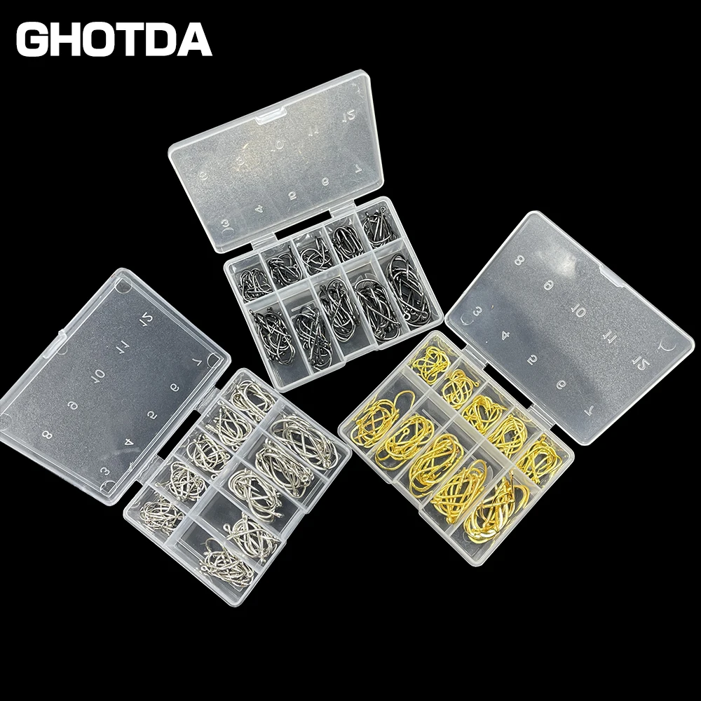 Anzuelos de pesca de un solo círculo, conjunto de anzuelos de pesca con mosca de acero al carbono, con púas, accesorios de aparejos de mar, 100 piezas - imagen 4