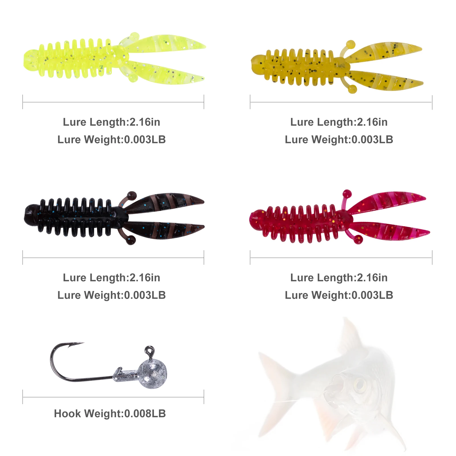 Goture Jig Wobblers – Señuelos de silicona camarón, gusano y langosta - imagen 3