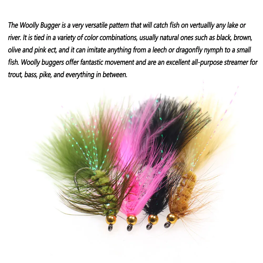 Bimoo-señuelos de pesca de trucha, cabeza de cuentas de latón #6, plomada de hundimiento rápido, cola de marabú, Streamer Fly Steelhead, 5 uds. - imagen 5