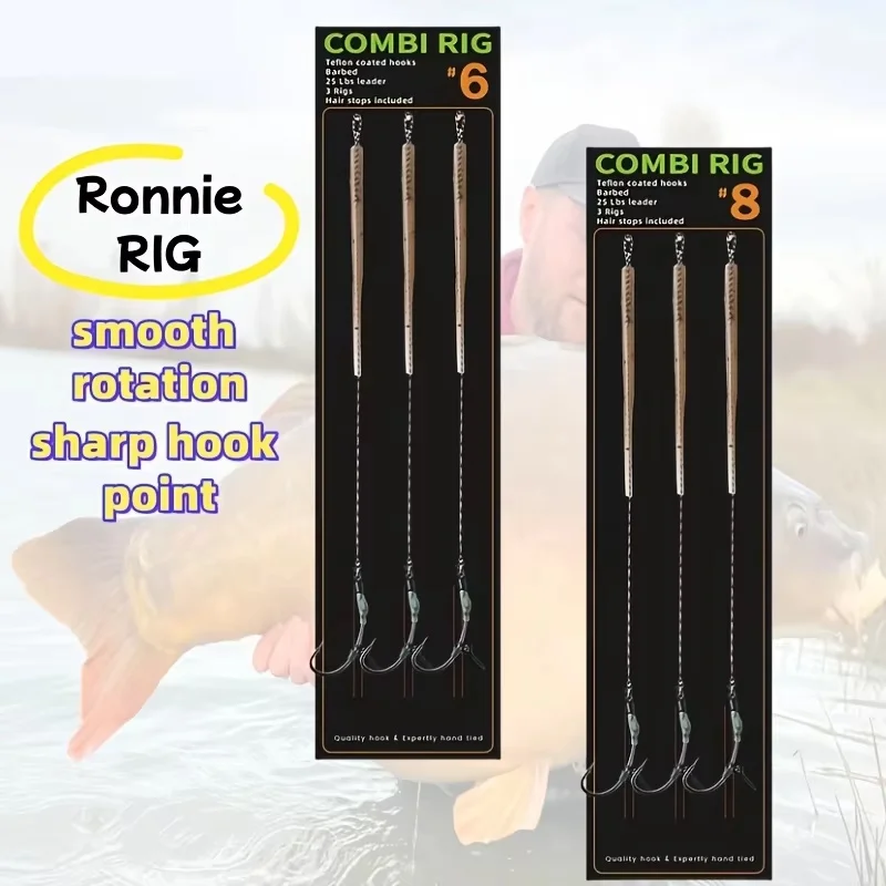 Ronnie Aparejos para pesca de carpa – antidesgarro y anzuelos afilados - imagen 3