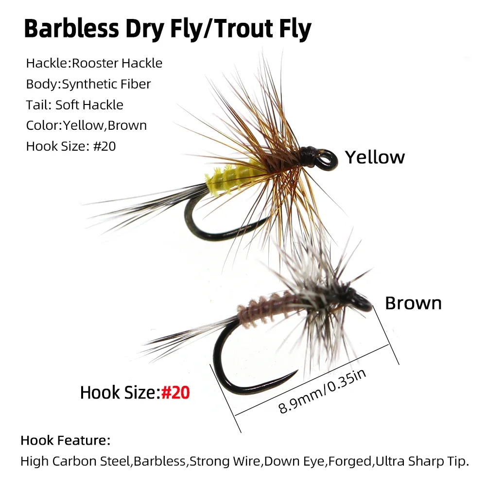 Wifreo 5 piezas/6 piezas # 20 anzuelo sin púas gallo Hackle Mayfly CDC pluma mosca seca insecto Artificial cebo trucha Grayling señuelo de pesca - imagen 3