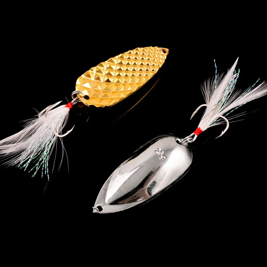 Señuelos de cuchara giratoria de Metal, cebo duro, lentejuelas, aparejos de pesca artificiales, trucha, oro y plata, 7g-20g, 1 pieza - imagen 5
