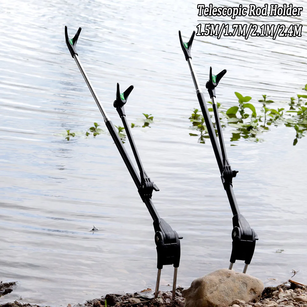 Caña de pescar telescópica de acero inoxidable, alta calidad, soporte ajustable, 1,5/1,7/2,1/2,4 m