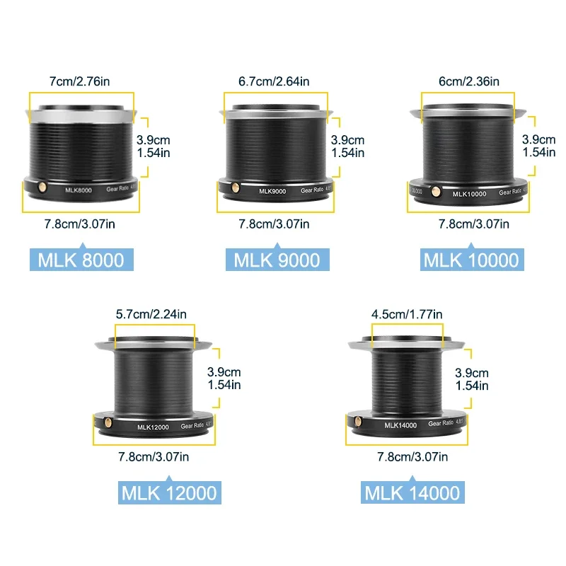 Carretes de pesca giratorios grandes 7BB arrastre máximo 20KG potente carrete de pesca de carpa de agua dulce de agua salada serie 6000 8000 10000 12000 14000 - imagen 5