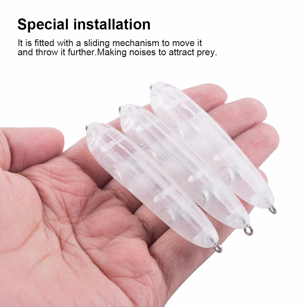 Hanlin-señuelo de pesca de lápiz sin pintar, cebo duro Artificial de cuerpo transparente, 7cm, 6g, DIY, aparejos en blanco, 10/20 piezas - imagen 4