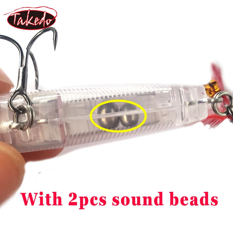 TAKEDO Juego de Señuelos de Pesca Cebo de Pesca Artificial Y 4 #   6 #   8 #   B** Juego de anzuelos de pesca Topwater Popper Lure B** 6062-1X-NP Anzuelos - imagen 3