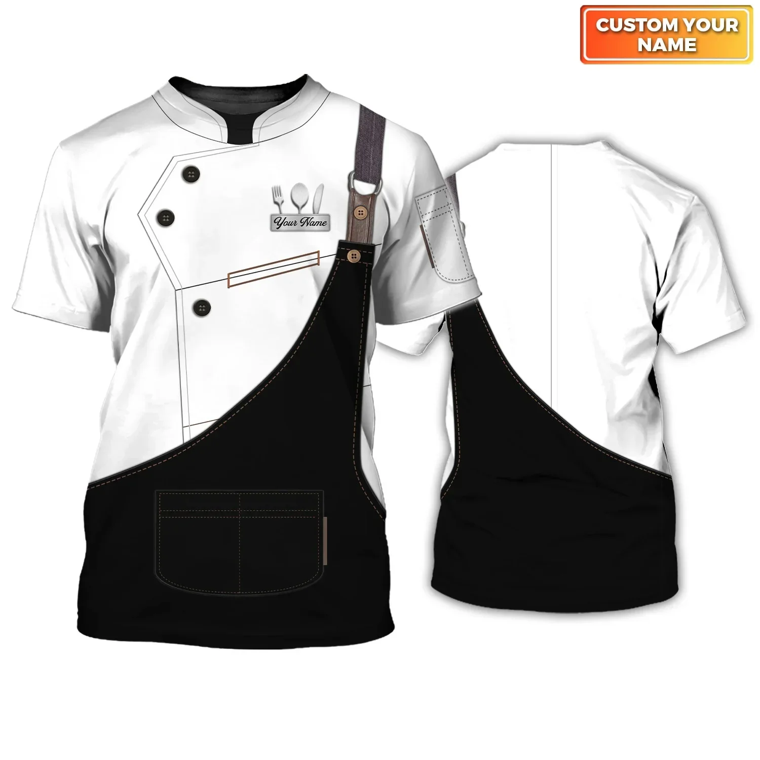 Camiseta 3D personalizada con nombre de Chef unisex para verano - imagen 4