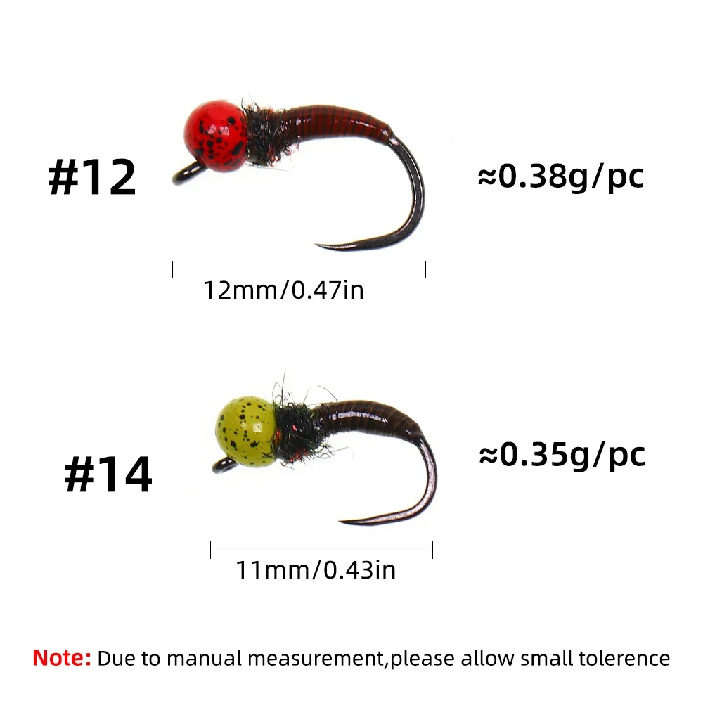 Wifreo 4 piezas # 12 # 14 Offset manchado ponderado Beadhead Jig sin púas Ninfa Perdigon Ninfa pesca con mosca moscas húmedas señuelo Oliva roja - imagen 4