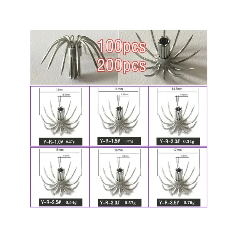 Anzuelos de calamar de acero inoxidable, anzuelos de doble tándem para pesca en el mar, accesorios de cebo de España y Chile, herramienta YR, 100, piezas, 200 - imagen 2
