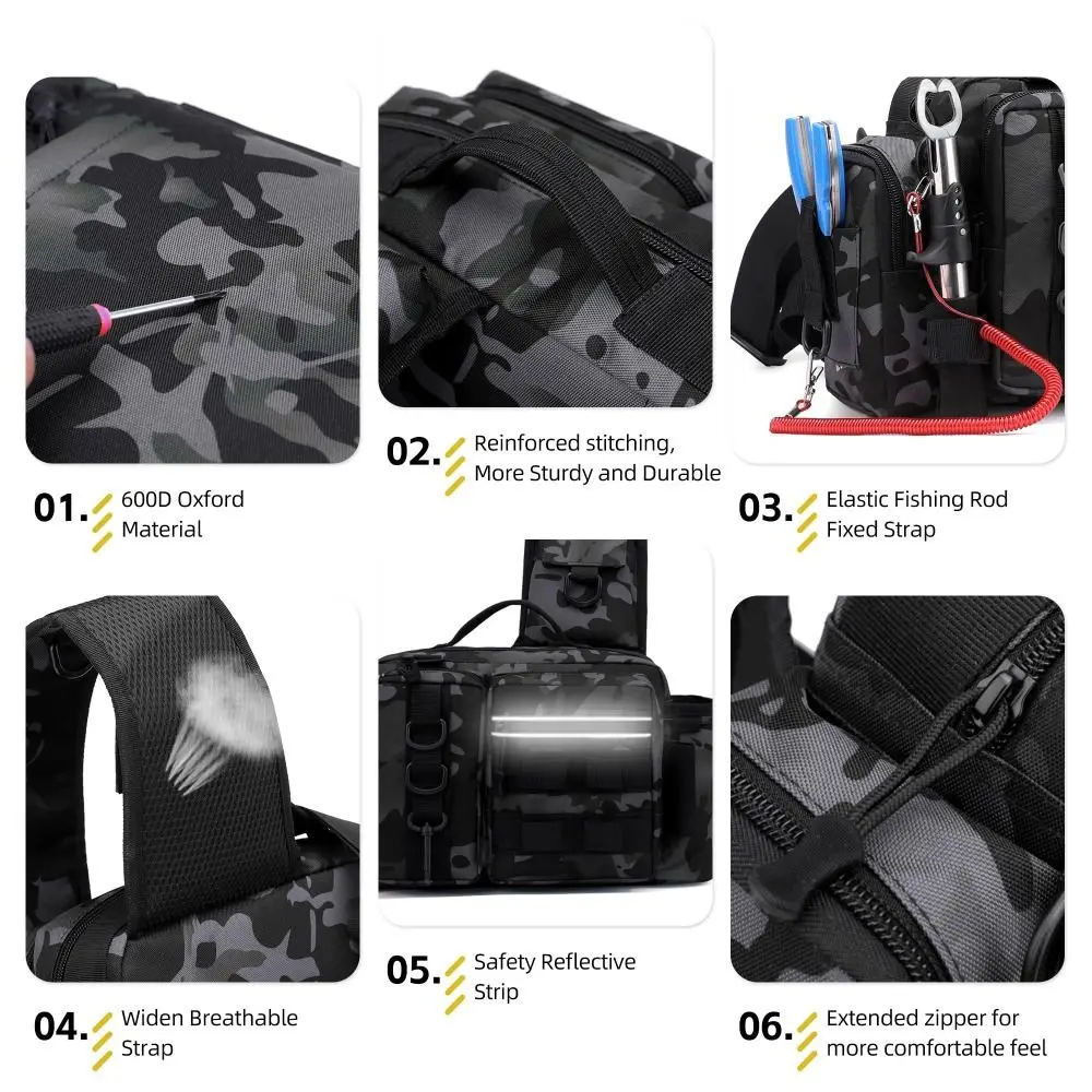 Bolsa de almacenamiento de aparejos de pesca impermeable, mochila de pesca con 12 compartimentos, bolsa de viaje con múltiples bolsillos de gran capacidad - imagen 2