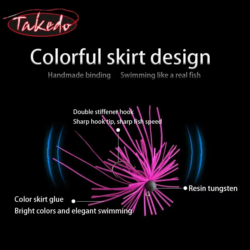 TAKEDO 1,8G 2,5G 3,5G 5G cabeza de plantilla de tungsteno Chatterbait sin malezas anzuelo de goma cebo de alambre para carpa trucha perca bajo - imagen 3