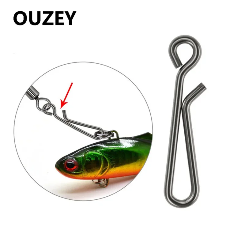 50 Uds. De gancho de pesca giratorio para colgar, anzuelo de pesca de acero inoxidable, conector de cebo, aparejos de pesca de mar para lubina, trucha