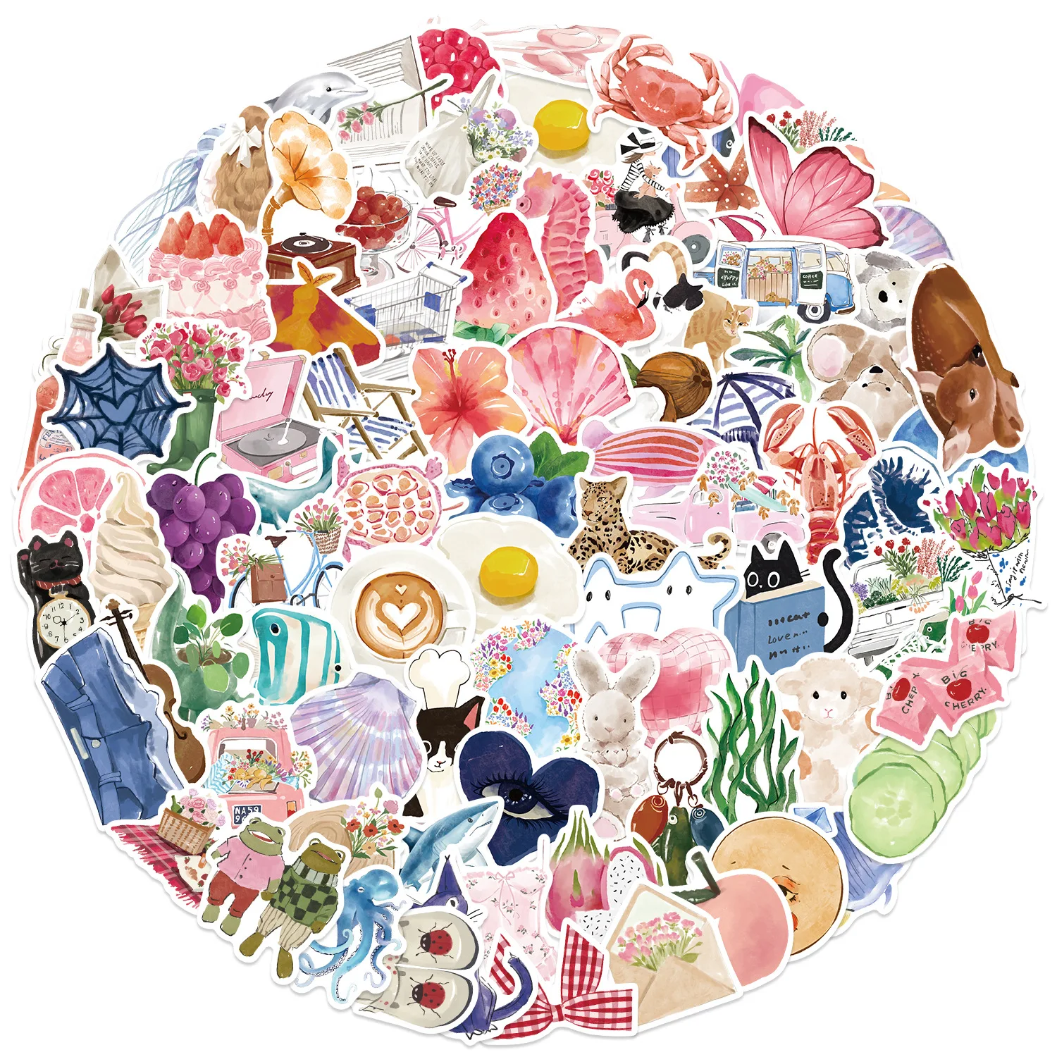 50/100 Uds. Diario de acuarela, pegatinas de grafiti estéticas para teléfono, guitarra, portátil, maleta, pegatina impermeable al agua, juguetes para niños - imagen 3