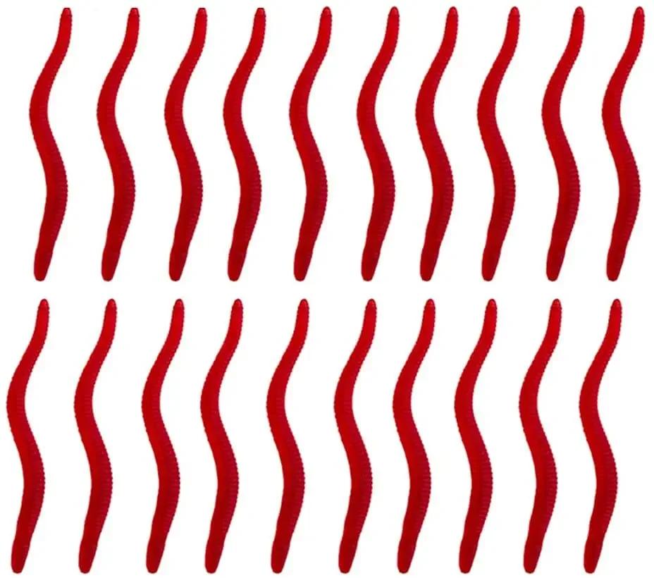 Señuelo suave de gusano rojo realista, 20 piezas-100 Uds., 35mm, pesca de lombriz de tierra, cebo Artificial de silicona, aditivo para camarones y pescado, coche de lubina - imagen 5