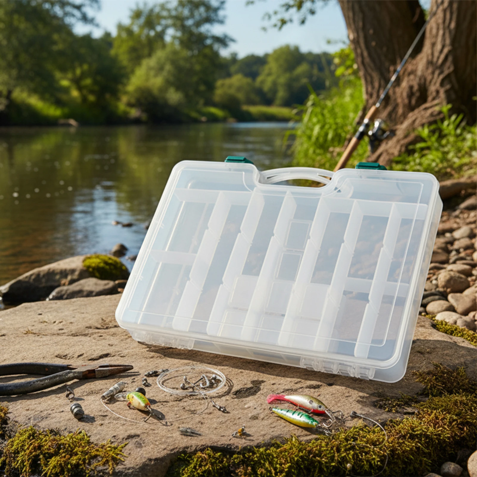 Caja organizadora de Señuelos de Pesca, caja de cebo desmontable de doble cara, caja de almacenamiento flotante para anzuelos, accesorios de pesca al aire libre, 1 ud. - imagen 3