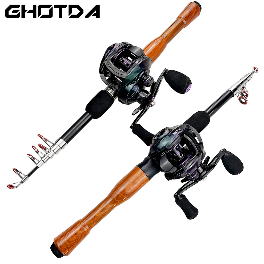 Ghotda-Juego de cañas de pescar de carpa telescópicas de carbono de 1,3-1,8 m y carrete de Baitcasting de relación de engranaje de alta velocidad 8,1: 1 para pesca en el mar - imagen 3