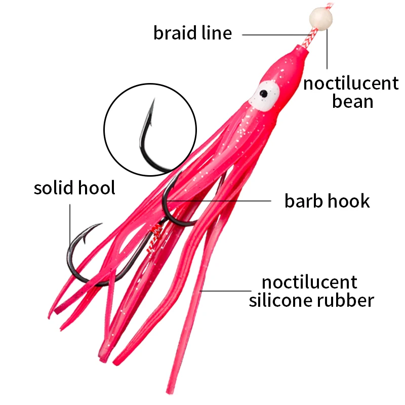 Kawa-gancho de cuerda de pesca para calamar, placa de hierro de goma de silicona, material de PVC, peso de 6,5g/7g de longitud, arrastre de 120mm, 30/36kg, 2 uds. - imagen 4