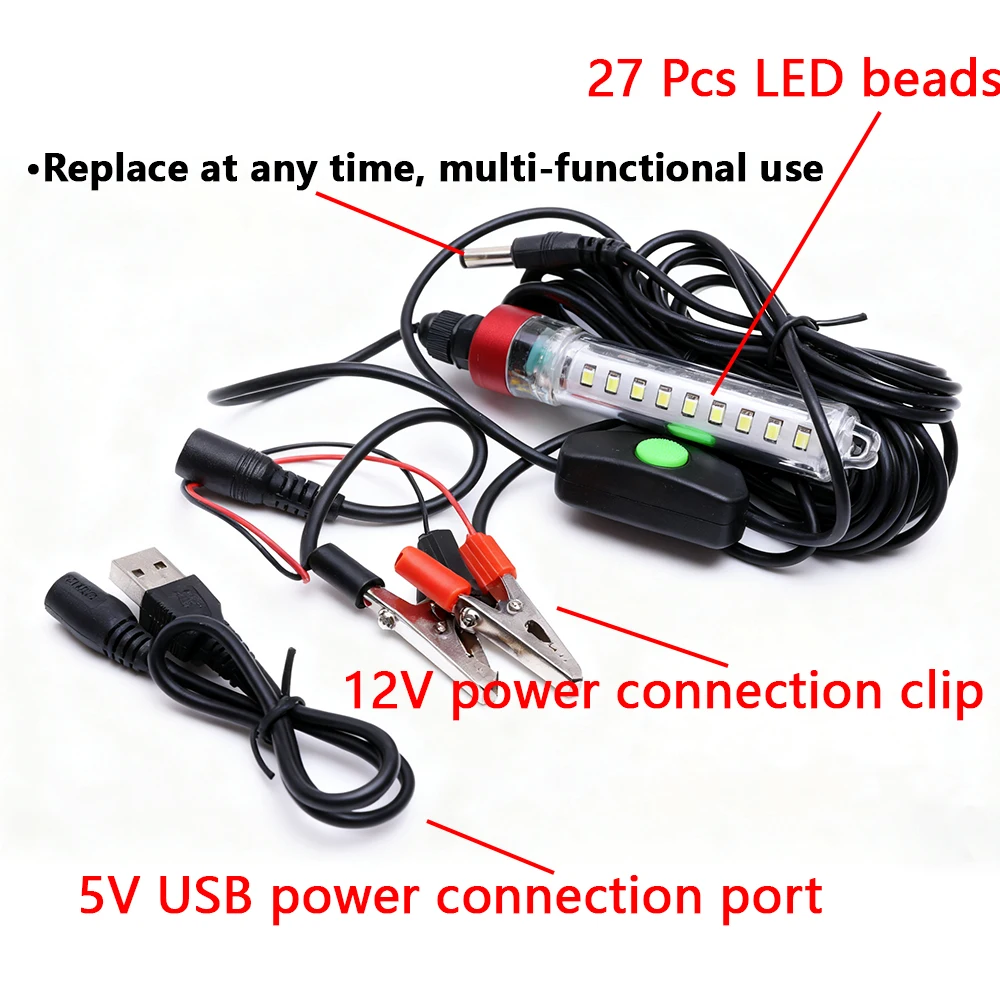 1 unidad de nueva pequeña luz de pesca LED subacuática, con conexión de 5V/12V para un fácil cambio, iluminación subacuática portátil para exteriores - imagen 5