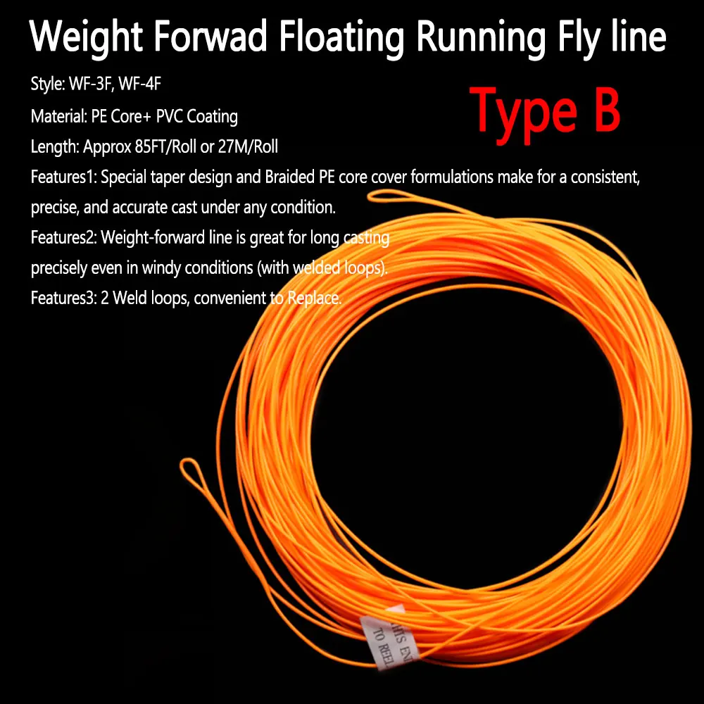 Bimoo-Línea de mosca flotante para pesca con mosca, WF-3F-WF-5F, 85FT - imagen 3