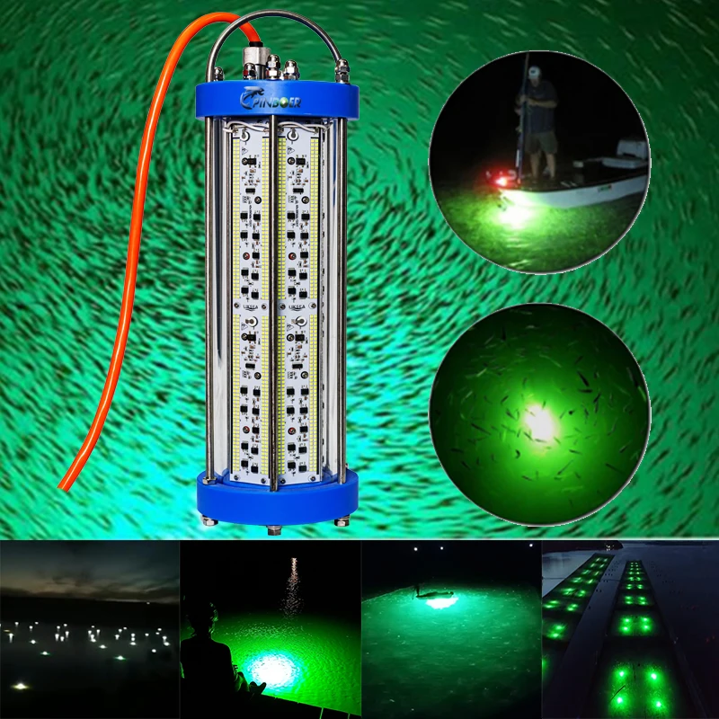 Luz de pesca submarina Pinboer 2000W AC220V 240000 Lámpara LED sumergible verde LM de alta potencia con brillo regulable opcional - imagen 5