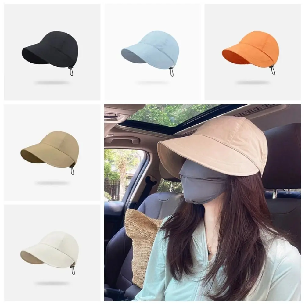 Gorra de protección solar con protección UV, sombrero de pescador de Color sólido, transpirable, de ala ancha, plegable - imagen 5